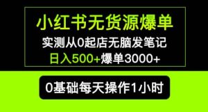 小红书无货源爆单实测从0起店无脑发笔记爆单3000+长期项目可多店-一起网赚吧