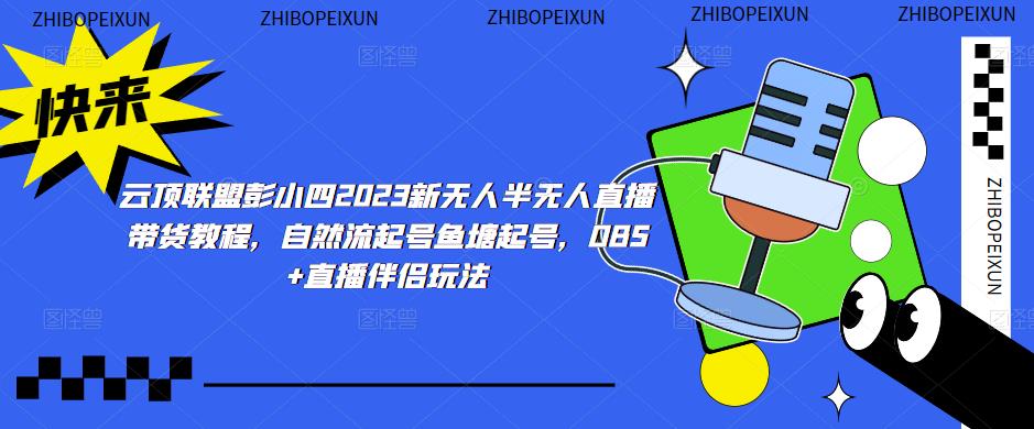 云顶联盟彭小四2023新无人半无人直播带货教程，自然流起号鱼塘起号，OBS+直播伴侣玩法-一起网赚吧