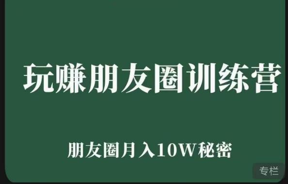 玩赚朋友圈系统课，朋友圈月入10W的秘密，​7天系统图文课程-一起网赚吧