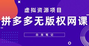 【白龙笔记】拼多多无版权网课项目，月入5000的长期项目，玩法详细拆解【揭秘】-一起网赚吧