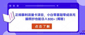 正规暴利流量卡项目，小白零基础零成本无脑照抄也能日入300+【揭秘】-一起网赚吧