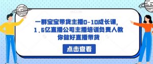 一群宝宝带货主播0-10成长课，1.6亿直播公司主播培训负责人教你做好直播带货-一起网赚吧