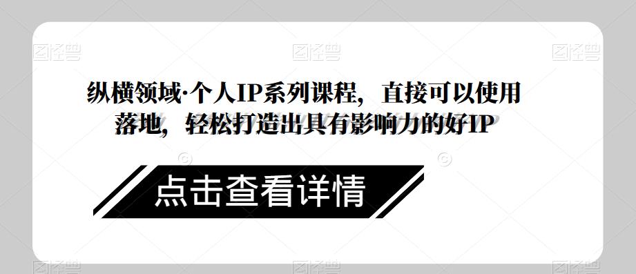 纵横领域·个人IP系列课程，直接可以使用落地，轻松打造出具有影响力的好IP-一起网赚吧