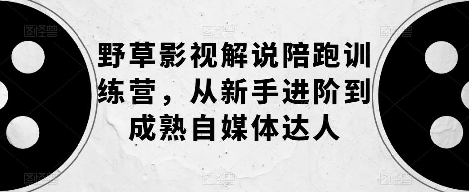 野草影视解说陪跑训练营，从新手进阶到成熟自媒体达人-一起网赚吧