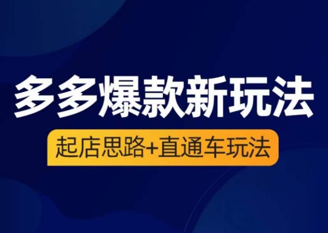 海神·多多爆款新玩法，​起店思路+直通车玩法（3节精华课）-一起网赚吧