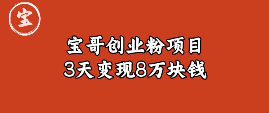 宝哥IP图文创业粉引流项目实战分享：单个账号3天涨粉1万，变现8万块钱（图文教程）【揭秘】-一起网赚吧