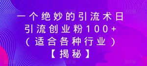 一个绝妙的引流术日引流创业粉100+（适合各种行业）【揭秘】-一起网赚吧