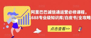 阿里巴巴诚信通运营必修课程，​1688专业级知识库/白皮书/全攻略-一起网赚吧