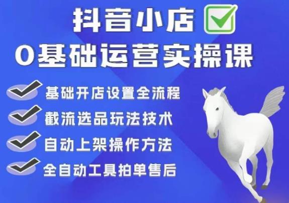 白马电商·0基础抖店运营实操课，基础开店设置全流程，截流选品玩法技术-一起网赚吧