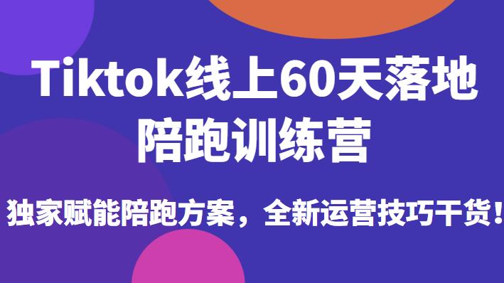 Tiktok线上60天落地陪跑训练营，独家赋能陪跑方案，全新运营技巧干货-一起网赚吧