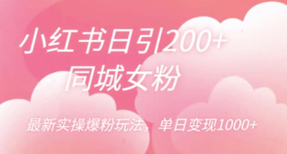 小红书日引200+同城女粉，最新实操爆粉玩法，单日变现1000+【揭秘】-一起网赚吧