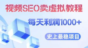 视频SEO出售虚拟产品每天稳定2-5单利润1000+史上最稳定私域变现项目【揭秘】-一起网赚吧
