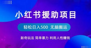 小红书援助项目新奇玩法，简单暴力，无脑搬运轻松日入500【揭秘】-一起网赚吧