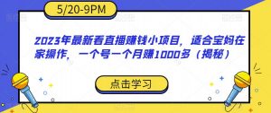 2023年最新看直播赚钱小项目，适合宝妈在家操作，一个号一个月赚1000多（揭秘）-一起网赚吧