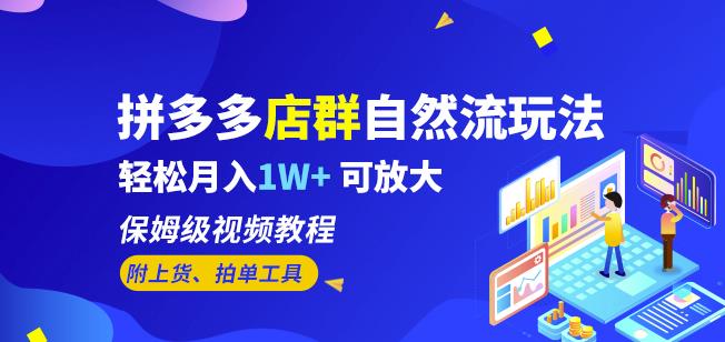 拼多多店群自然流玩法，轻松月入1W+保姆级视频教程（附上货、拍单工具）-一起网赚吧