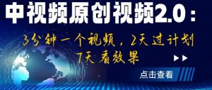 中视频原创视频2.0：3分钟一个视频，2天过计划，7天看效果【揭秘】-一起网赚吧
