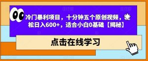 冷门暴利项目，十分钟五个原创视频，轻松日入600+，适合小白0基础【揭秘】-一起网赚吧