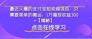 最近火爆的支付宝短视频项目，只需要简单的搬运，1万播放收益300+【揭秘】-一起网赚吧