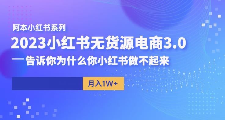 阿本小红书无货源电商3.0，告诉你为什么你小红书做不起来-一起网赚吧