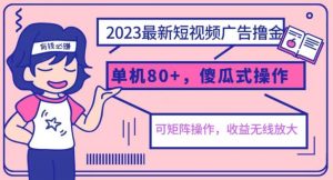 2023最新玩法短视频广告撸金,亲测单机收益80+,可矩阵,傻瓜式操作,小白可上手【揭秘】-一起网赚吧