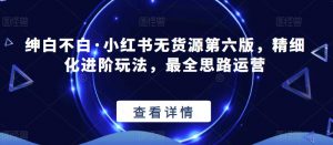 绅白不白·小红书无货源第六版,精细化进阶玩法,最全思路运营-一起网赚吧