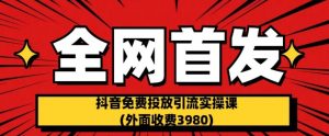 全网首发：抖音免费投放引流实操课(外面收费3980)【揭秘】-一起网赚吧