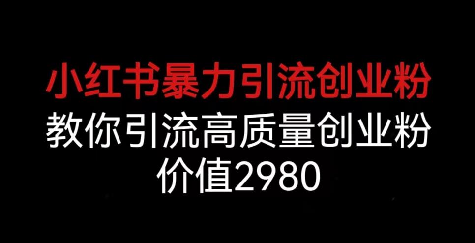 小红书暴力引流创业粉，教你引流高质量创业粉，价值2980【揭秘】-一起网赚吧