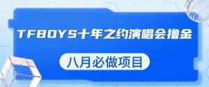 最新蓝海项目，靠最近非常火的TFBOYS十年之约演唱会流量掘金，八月必做的项目【揭秘】-一起网赚吧
