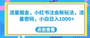 流量掘金，小红书注会新玩法，流量密码，小白日入1000+【揭秘】-一起网赚吧
