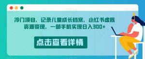 冷门项目,记录儿童成长档案,小红书虚拟资源变现,一部手机实现日入300+【揭秘】-一起网赚吧