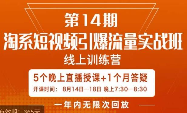 南掌柜·淘系短视频引爆流量实战班，​短视频是一个没有天花板的流量入口-一起网赚吧