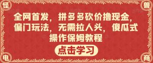 全网首发，拼多多砍价撸现金，偏门玩法，无需拉人头，傻瓜式操作保姆教程【揭秘】-一起网赚吧