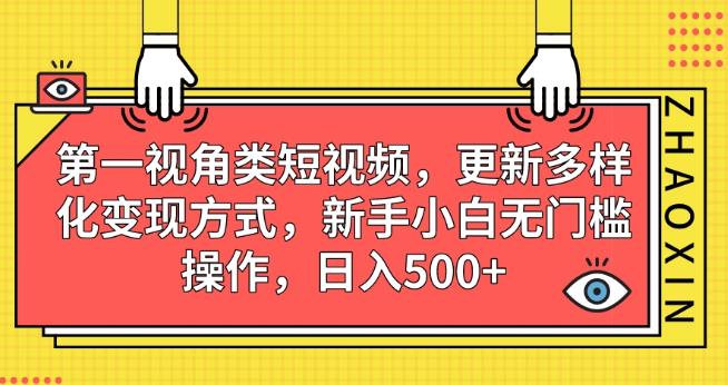 第一视角类短视频，更新多样化变现方式，新手小白无门槛操作，日入500+【揭秘】-一起网赚吧
