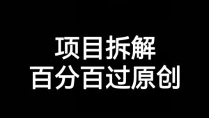 项目拆解赛道百分百过原创【揭秘】-一起网赚吧