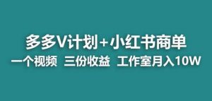 【蓝海项目】多多v计划+小红书商单一个视频三份收益工作室月入10w-一起网赚吧