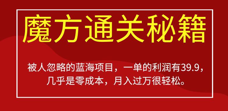 被人忽略的蓝海项目，魔方通关秘籍，一单的利润有39.9，几乎是零成本，月入过万很轻松【揭秘】-一起网赚吧