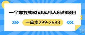 一单卖299-2688，一个靠复购就可以月入6k的暴利项目【揭秘】-一起网赚吧