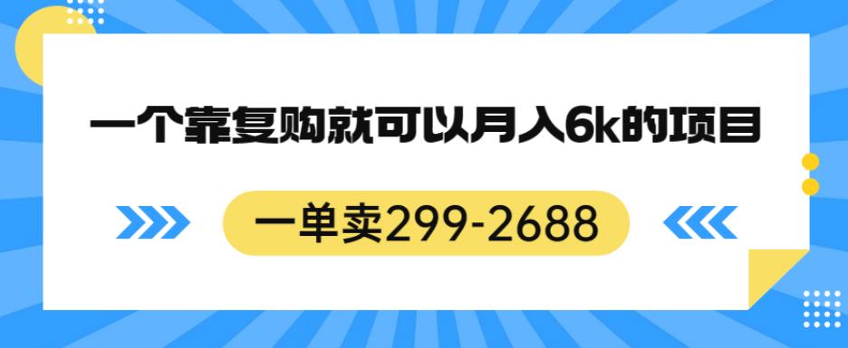 一单卖299-2688，一个靠复购就可以月入6k的暴利项目【揭秘】-一起网赚吧