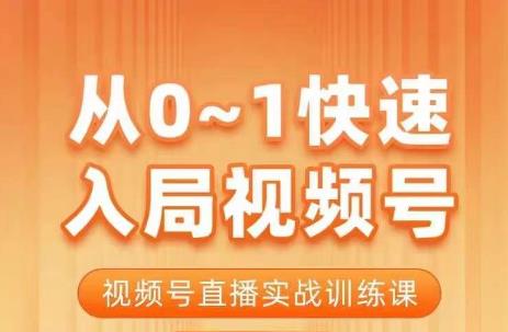 陈厂长·从0-1快速入局视频号课程，视频号直播实战训练课-一起网赚吧