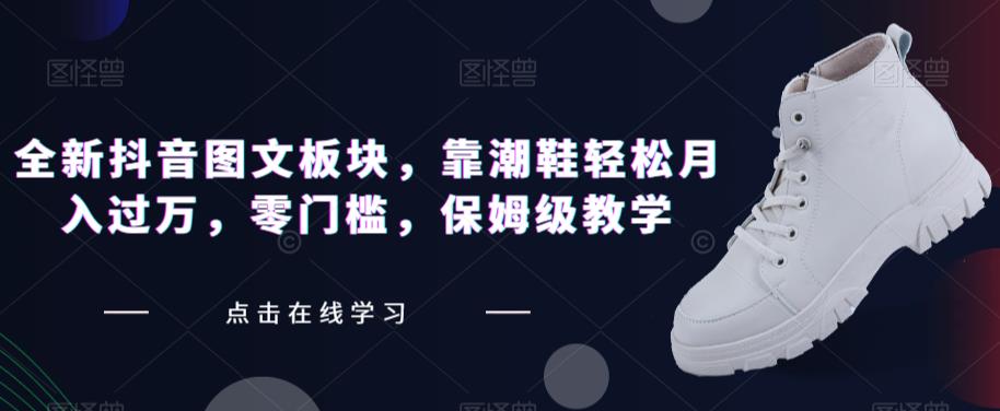 全新抖音图文板块，靠潮鞋轻松月入过万，零门槛，保姆级教学【揭秘】-一起网赚吧