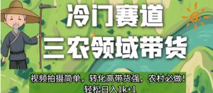冷门赛道三农领域带货，视频拍摄简单，转化高带货强，农村必做！【揭秘】-一起网赚吧