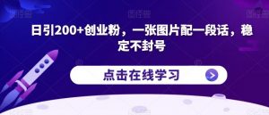 日引200+创业粉,一张图片配一段话,稳定不封号【揭秘】-一起网赚吧