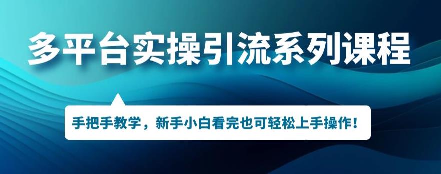 多平台引流实操系列课程，新手小白看完也可轻松上手进行引流操作-一起网赚吧
