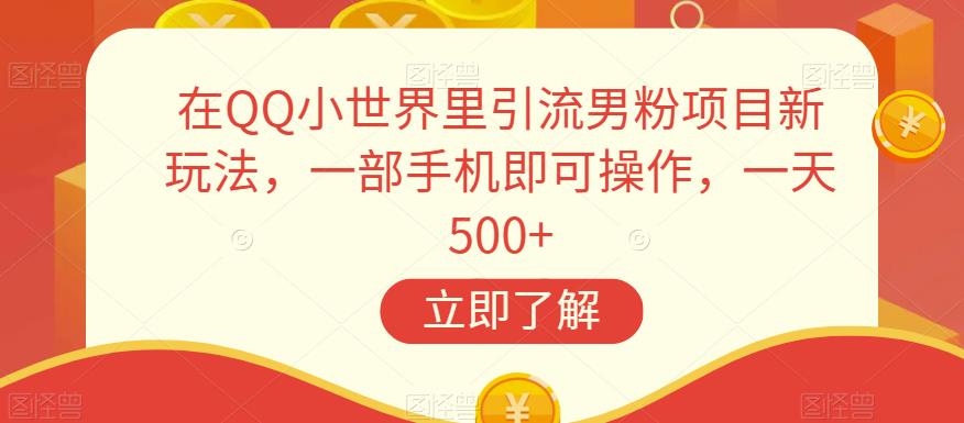 在QQ小世界里引流男粉项目新玩法，一部手机即可操作，一天500+【揭秘】-一起网赚吧