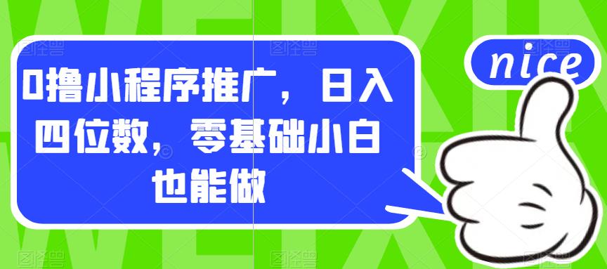0撸小程序推广，日入四位数，零基础小白也能做【揭秘】-一起网赚吧