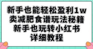 新手也能轻松盈利1w,卖减肥食谱玩法秘籍,新手也玩转小红书详细教程【揭秘】-一起网赚吧
