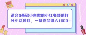 适合0基础小白做的小红书颜值打分小众项目,一条作品收入1000+【揭秘】-一起网赚吧