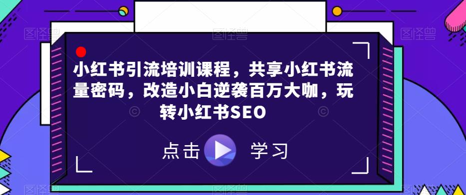小红书引流培训课程，共享小红书流量密码，改造小白逆袭百万大咖，玩转小红书SEO-一起网赚吧
