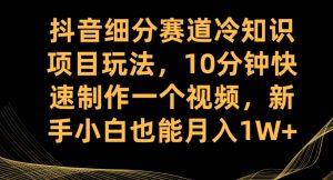抖音细分赛道冷知识项目玩法,10分钟快速制作一个视频,新手小白也能月入1W+【揭秘】-一起网赚吧