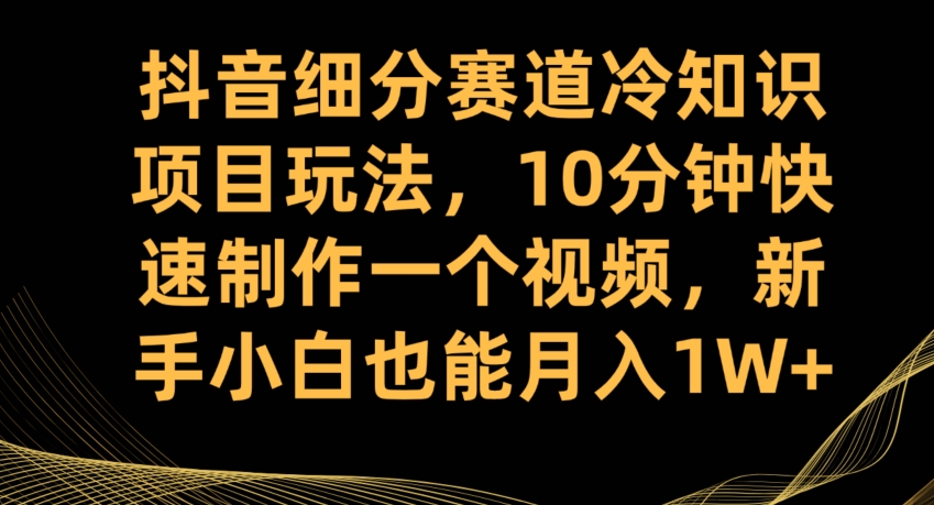 抖音细分赛道冷知识项目玩法，10分钟快速制作一个视频，新手小白也能月入1W+【揭秘】-一起网赚吧
